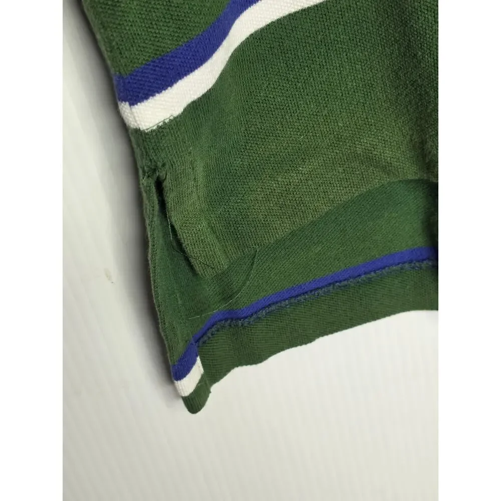 Polo Ralph Lauren Striped Polo Shirt Men’s Large Green Purple  Classic Cotton